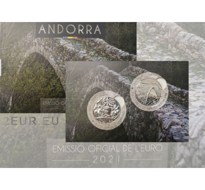 ANDORRA 2021- 2 X 1,25 EURO - Andorran kulttuuriperintö - Narcissus Poeticus - Margineda-silta