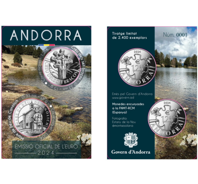 ANDORRA 2024- 2 X 1,25 EURO - Kulttuuriperintöä Andorrasta - Seitsemänkätinen risti - Kanolikhin Neitsyt Maria