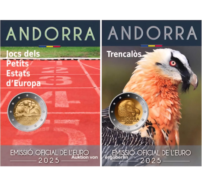 Andorra 2 euron BU-kolikkokortti 2025 - Euroopan pienten valtioiden pelit + Partakorppikotka