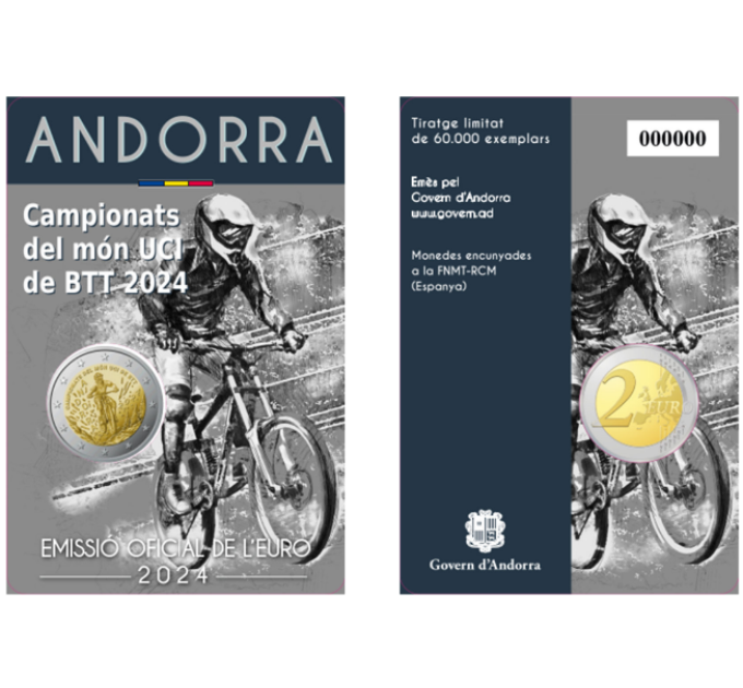 Andorra 2 euron BU-kolikkokortti 2024 - UCI-maastopyöräilyn MM-kilpailut Andorrassa