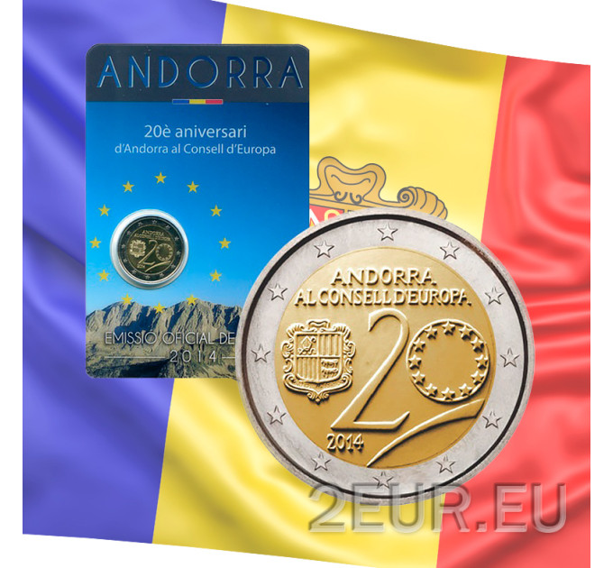 Andorra 2 euro BU coincard 2014 - 20 vuotta Euroopan neuvostossa 