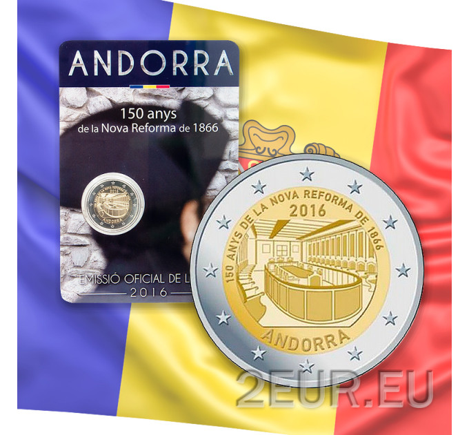 Andorra 2 euro BU coincard 2016 - 150 vuotta uudesta uudistuksesta 1866 