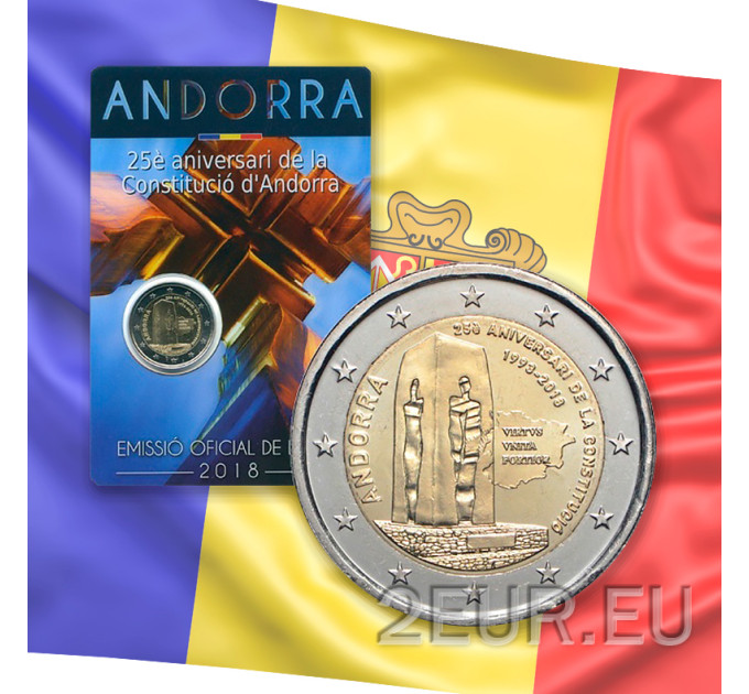 Andorra 2 euro BU coincard 2018 - Andorran perustuslain 25. vuosipäivä 