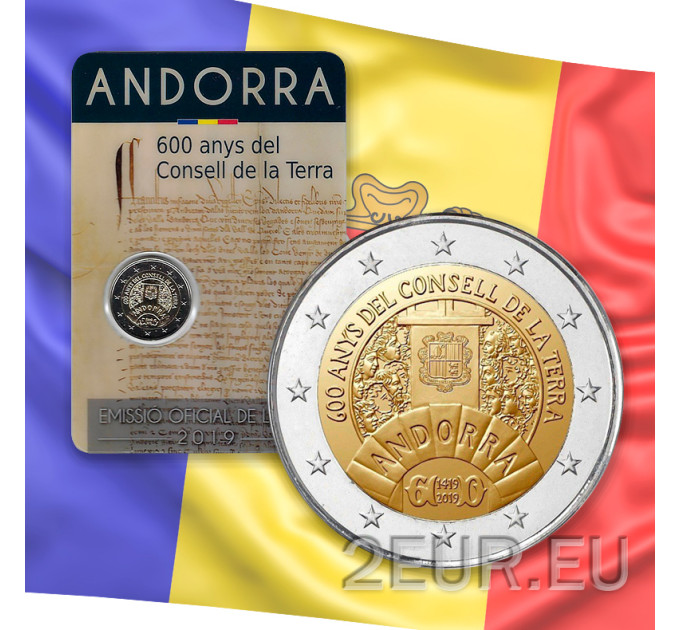 Andorra 2 euro BU coincard 2019 - 600 vuotta Consell de La Terraa 