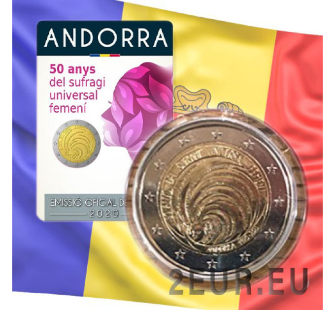 Andorra 2 euro BU coincard 2020 - 50 vuotta siitä kun Andorra esitteli naisten äänioikeuden