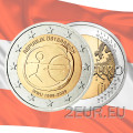 Itävalta 2 euroa UNC 2009 - 10 vuotta euroa