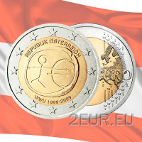 Itävalta 2 euroa UNC 2009 - 10 vuotta euroa