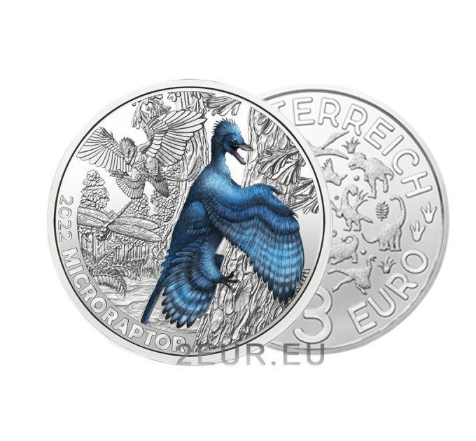 Itävalta 3 euron kolikko 2022 - Microraptor