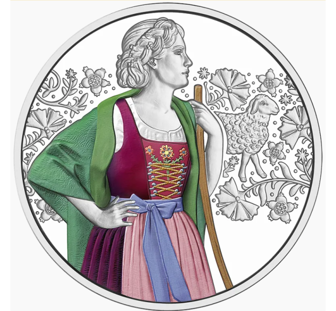 Itävalta 10 euron Hopeakolikko Proof 2026 - Aufdirndln – Loden