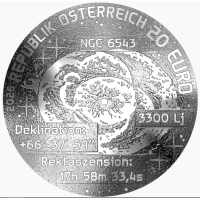 Itävalta 20 euroa Hopeakolikko 2026 – Karttamaton universumi – Kissansilmäsumu