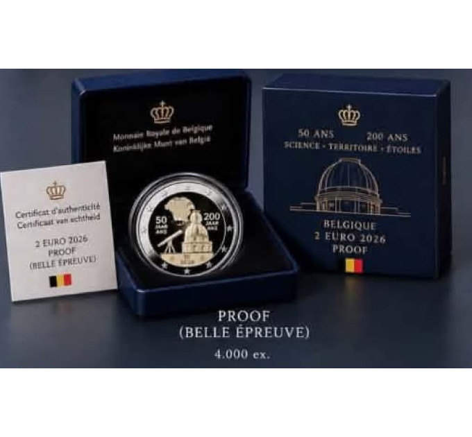 Belgia 2 euroa proof 2026 - National Geographic Institute (NGI)