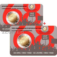 Belgia 2 euroa BU 2018 - 50 vuotta toukokuussa 1968 Tapahtumat Belgiassa - Opiskelijoiden kapina - NL+FR