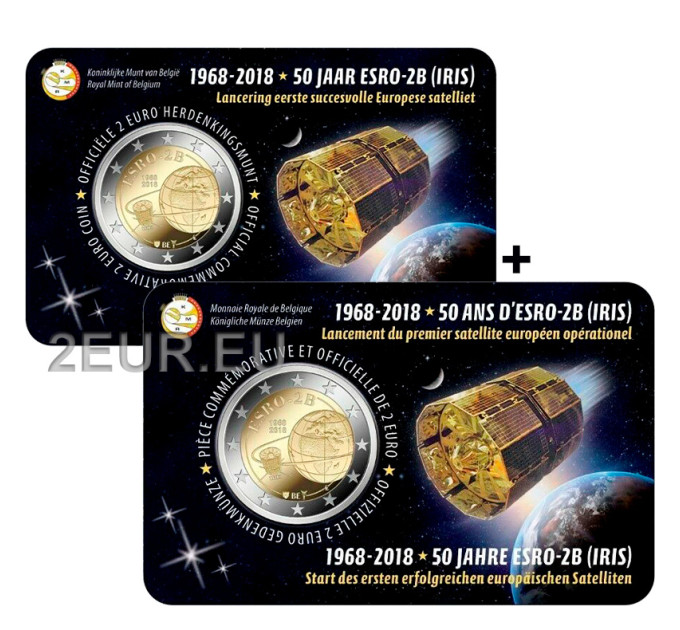 Belgia 2 euroa BU 2018 - European Satellite ESRO 2B - NL+FR