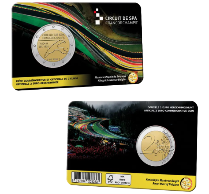 Belgia 2 euroa BU 2025 - Spa-Francorchampsin moottorirata - FR + NL