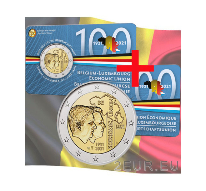 Belgia 2 euroa BU 2021 - Belgian 100-vuotisjuhla - Luxemburgin talousliitto (BLEU) - NL+FR