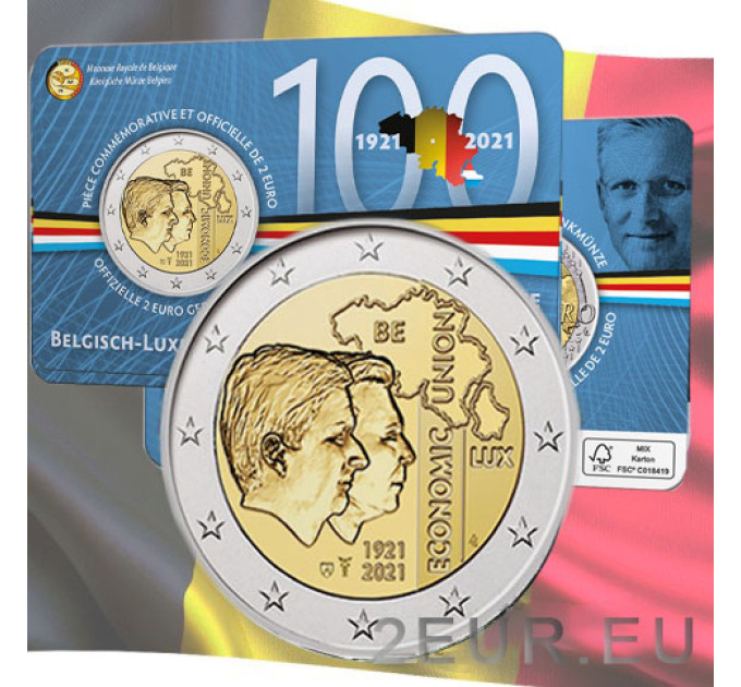 Belgia 2 euroa BU 2021 - Belgian 100-vuotisjuhla - Luxemburgin talousliitto (BLEU) - FR