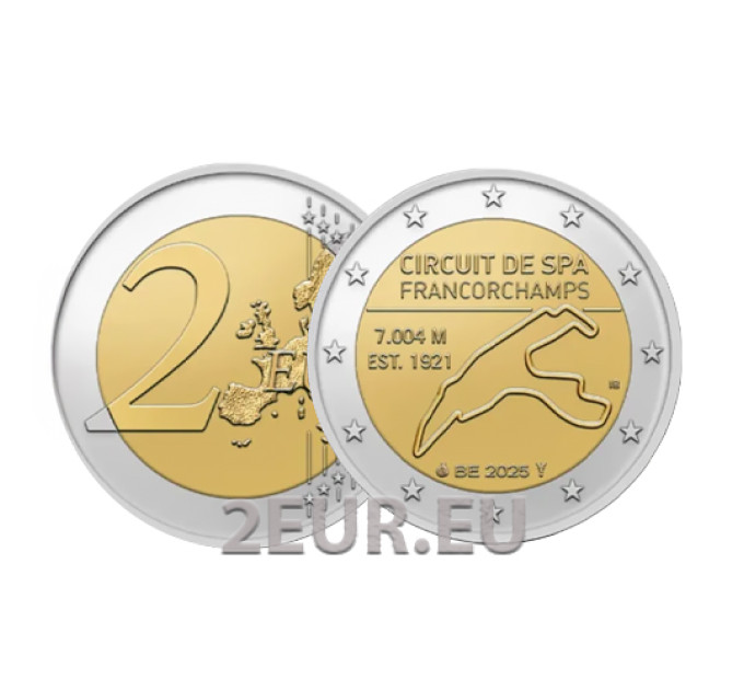 Belgia 2 euroa UNC 2025 - Spa-Francorchampsin moottorirata