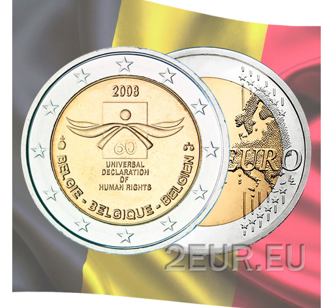 Belgia 2 euro UNC 2008 - 60 vuotta ihmisoikeuksien julistamisesta 
