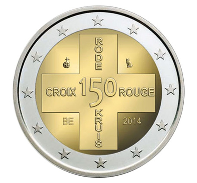 Belgia 2 euro UNC 2014 - Belgian Punainen Risti 150 vuotta