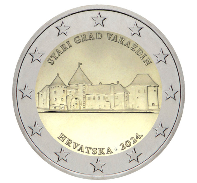Kroatia 2 euroa UNC 2024 - Varazdin vanha kaupunki