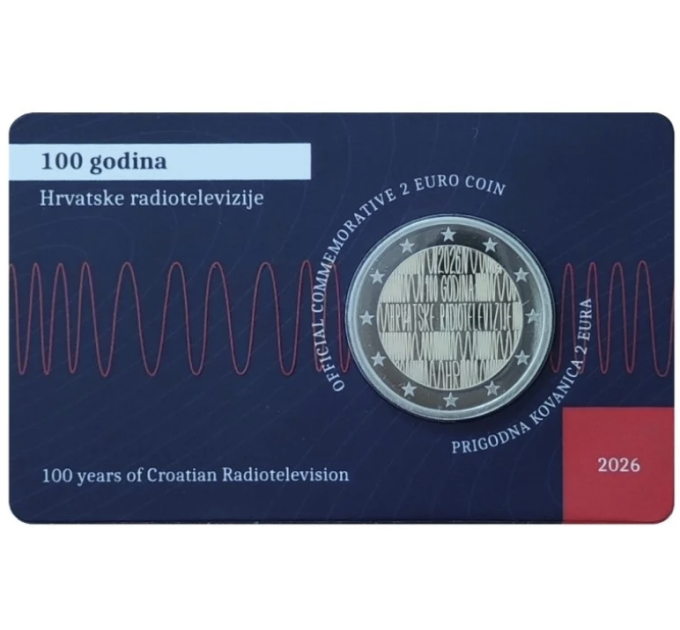 Kroatia 2 euroa BU 2026 - Kroatian radion ja television 100 vuotta