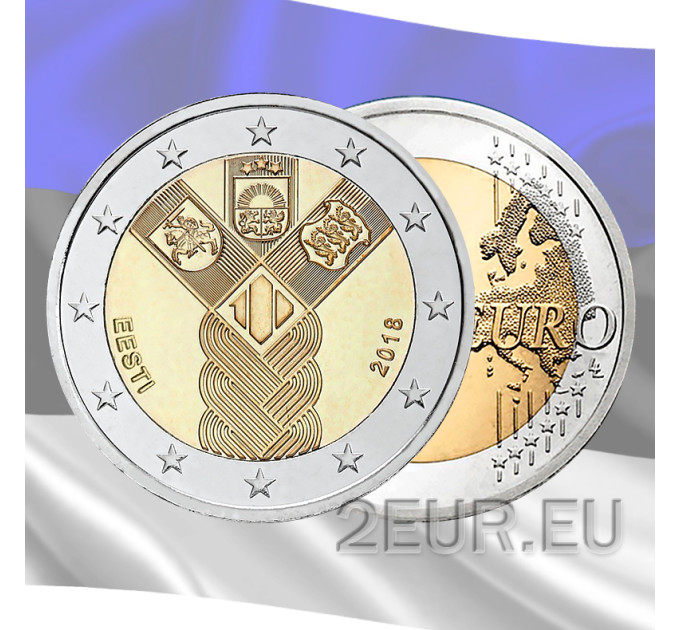 Viro 2 euroa UNC 2018 - Baltian maat - 100 vuotta itsenäisyyttä