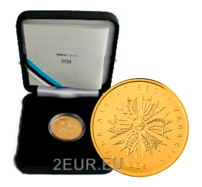 Viron 100 euron kultakolikoiden Proof 2018 - 100 vuotta Viron tasavalta