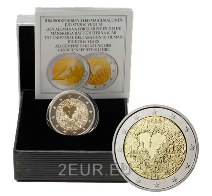 Suomi 2 euroa proof 2008 - 60 vuotta ihmisoikeuksien julistamista  