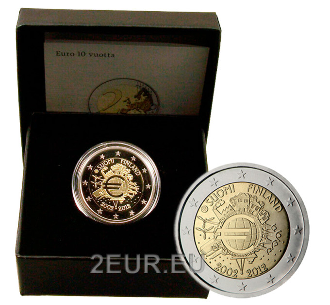 Suomi 2 euroa proof 2012 - 10 vuotta Euro Käteisvarmaa