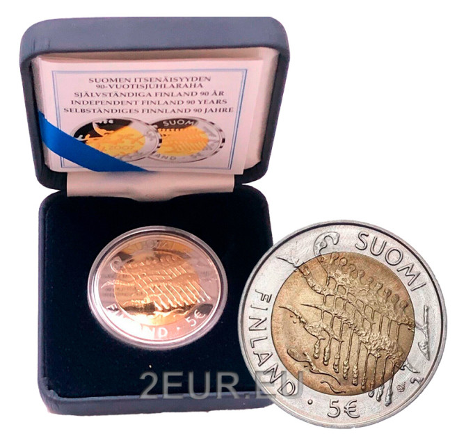 Suomi 5 euroa proof 2007 - 90 vuotta Itsenäisyys  