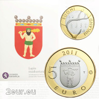 Suomi 5 euroa proof 2011 - Historialliset maakunnat - Lappi  