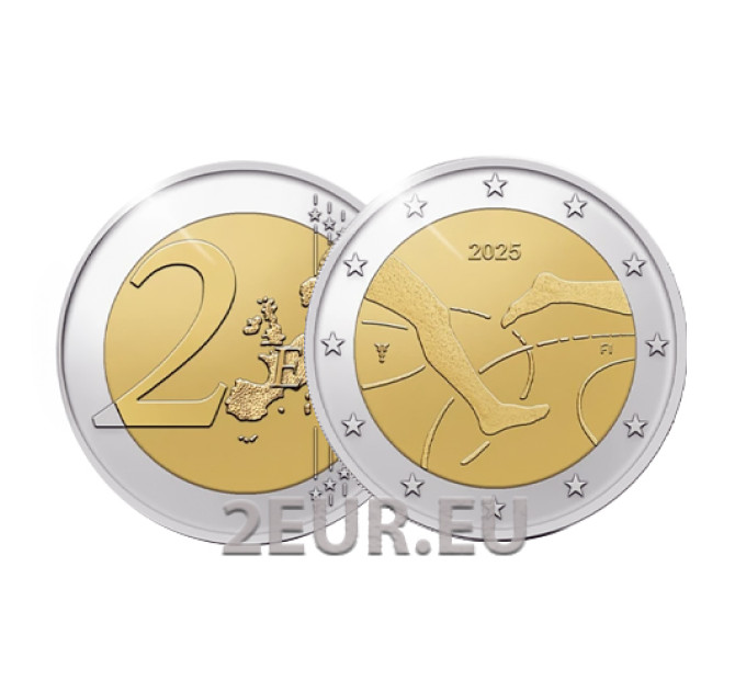 Suomi 2 euroa UNC 2025 - Suomi–Ruotsi 100 vuotta yleisurheilua