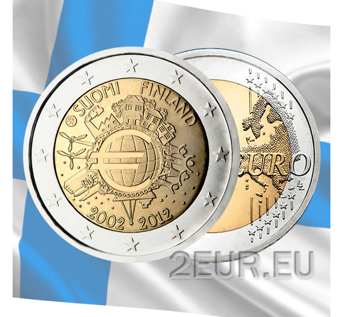 Suomi 2 euroa UNC 2012 - 10 vuotta Euro Cash