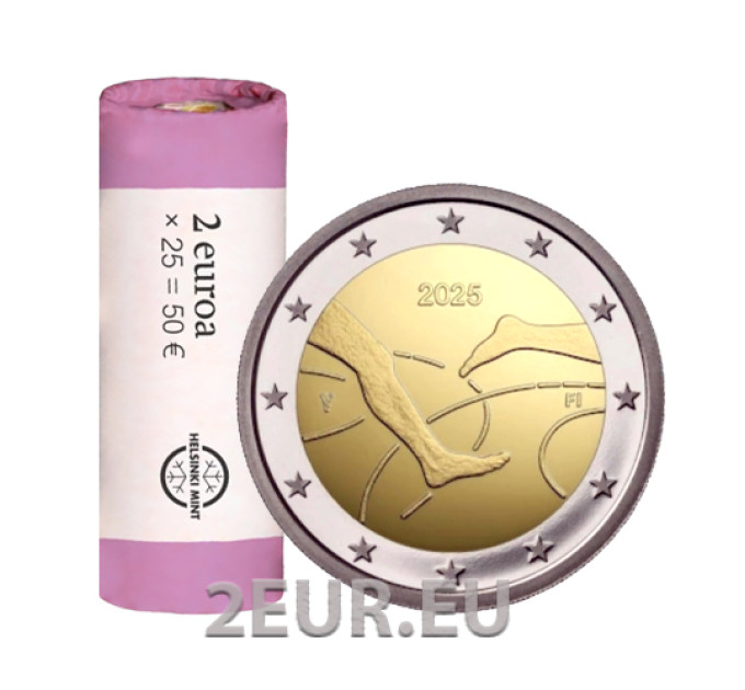 Suomi 2 EURO RULLA 2025 - Suomi–Ruotsi 100 vuotta yleisurheilua