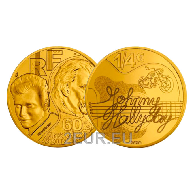 Ranska 1/4 euro UNC 2020 - Johnny Hallyday - 60 vuotta muistoja