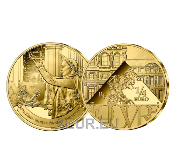 Ranska 1/4 euro UNC 2021 - Louvre - Napoleon I:n kruunajaiset.
