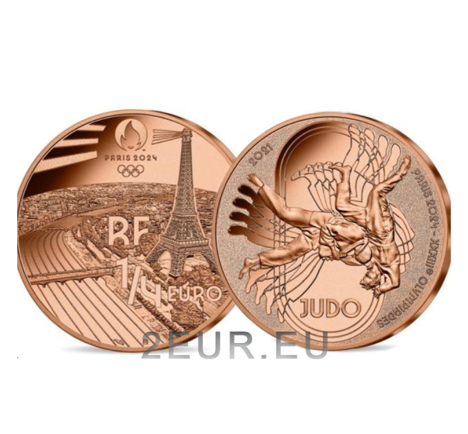Ranska 1/4 euro UNC 2021 - 2024 olympialaiset Pariisissa - Judo