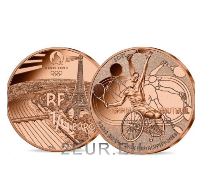 Ranska 1/4 euro UNC 2021 - Pariisin 2024 olympialaiset - Pyörätuolin tennis