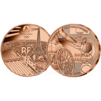 Ranska 1/4 euro UNC 2023 - Pariisin 2024 olympialaiset - Urheilupyörätuolin kori