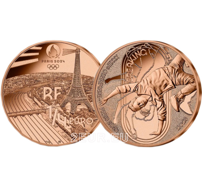 Ranska 1/4 euro UNC 2023 - Pariisin 2024 olympialaiset - Murtumassa