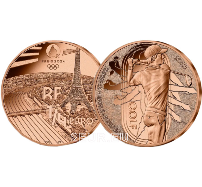 Ranska 1/4 euro UNC 2023 - Pariisin 2024 olympialaiset - Golf