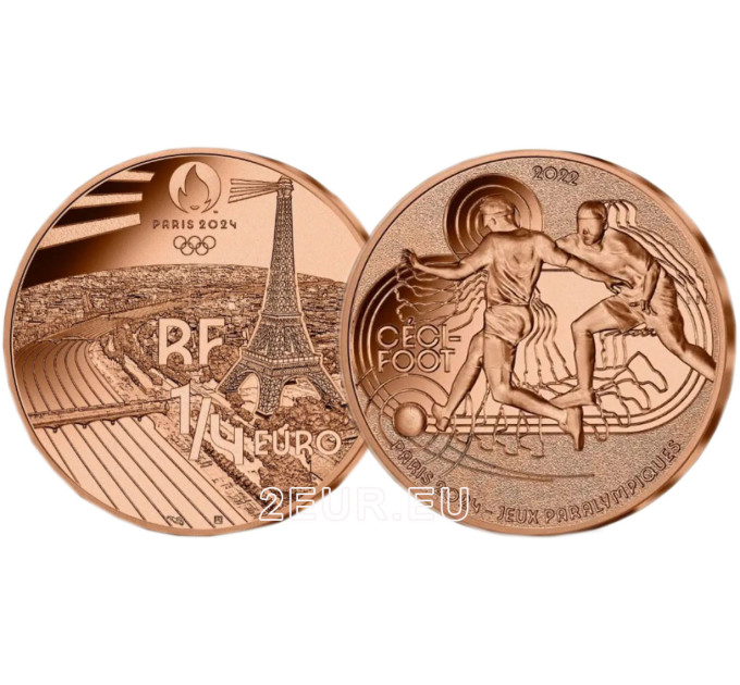 Ranska 1/4 euro UNC 2022 - Pariisin 2024 olympialaiset - Urheilu sokea jalkapallo