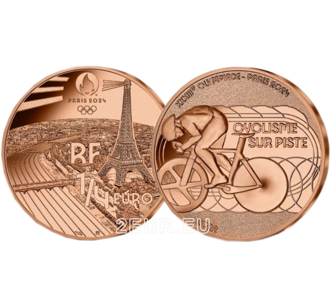 Ranska 1/4 euro UNC 2022 - Pariisin 2024 olympialaiset - Urheilu Pyöräily