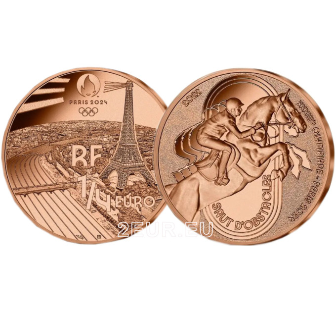 Ranska 1/4 euro UNC 2022 - Pariisin 2024 olympialaiset - Urheilu Esityshyppy