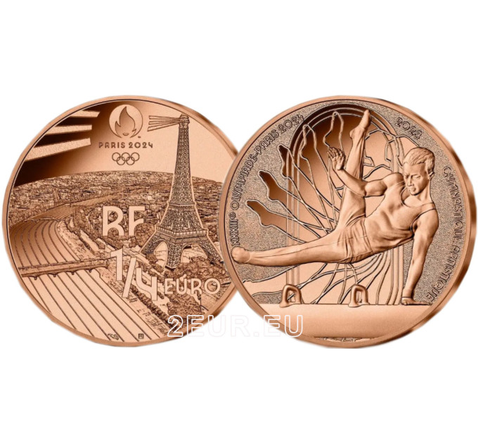 Ranska 1/4 euro UNC 2023 - Pariisin 2024 olympialaiset - Urheilullinen taiteellinen voimistelu