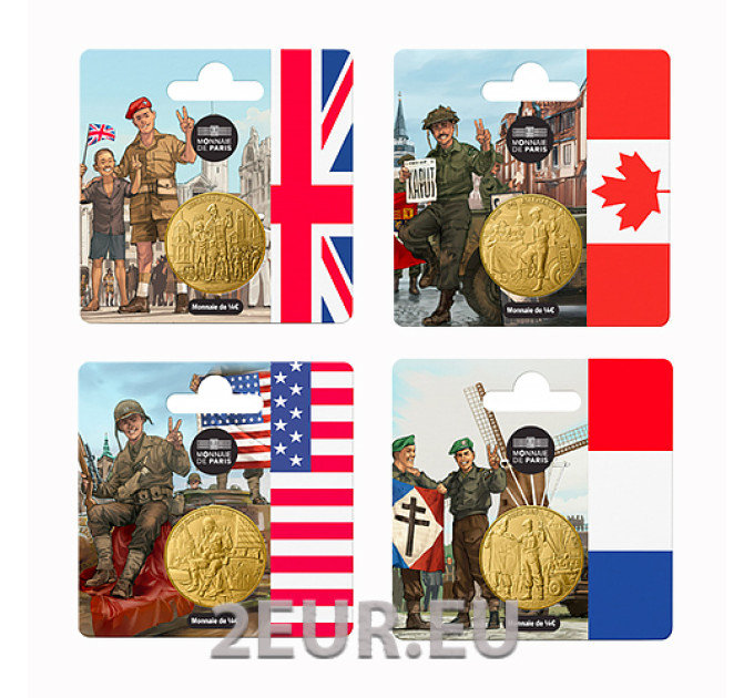 Ranska 1/4 euro UNC 2025 - D-DAY:n 80. vuosipäivä – Junon ranta