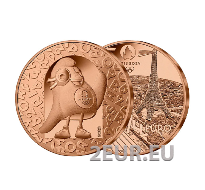 Ranska 1/4 euro UNC 2023 - Pariisin 2024 olympialaiset - Maskotti