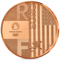 Ranska 1/4 euro UNC 2024 - Pariisin 2024 olympialaiset - Luovutus Pariisi-Los Angeles