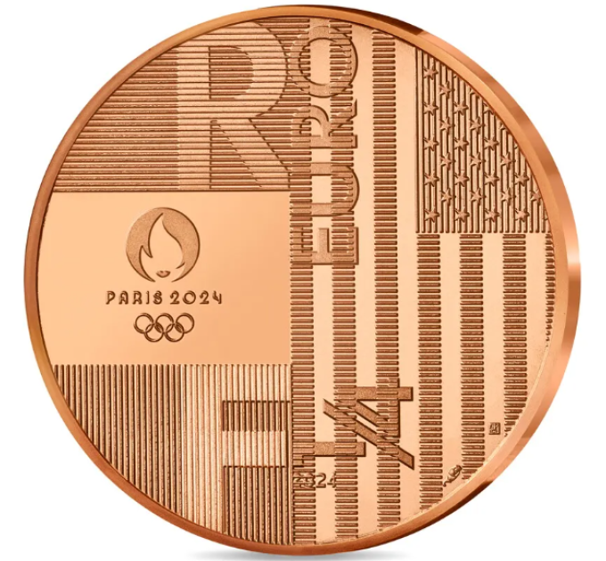 Ranska 1/4 euro UNC 2024 - Pariisin 2024 olympialaiset - Luovutus Pariisi-Los Angeles