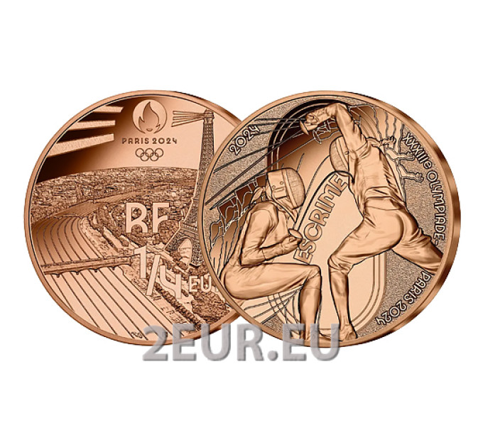 Ranska 1/4 euro UNC 2024 - Pariisin 2024 olympialaiset - Urheilullinen miekkailu